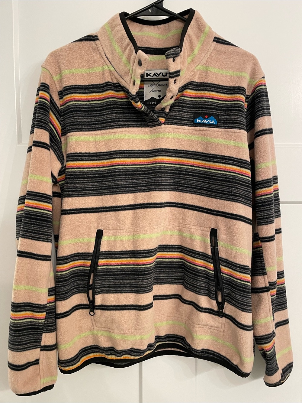 Kavu Women’s Multicolor Striped Crewneck Fleece Pullover
